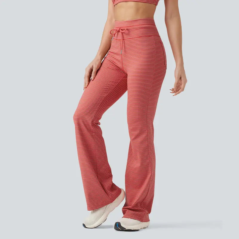 High Waisted Stripe Flare Yoga Pants