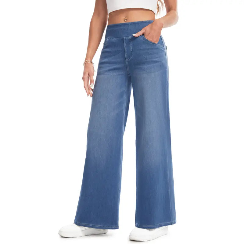 High Waisted Wide Leg Stretchy Jeans