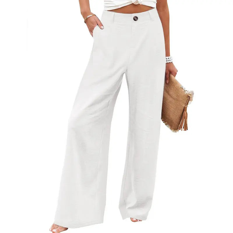High Waisted Cotten Linen Pants