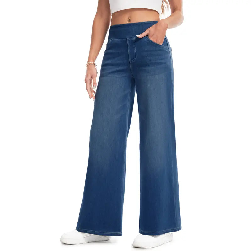 High Waisted Wide Leg Stretchy Jeans