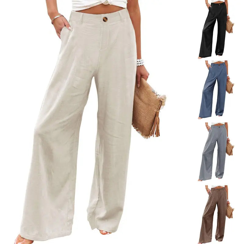 High Waisted Cotten Linen Pants