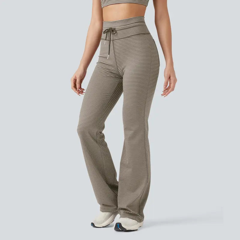 High Waisted Stripe Flare Yoga Pants