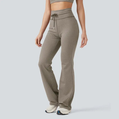 High Waisted Stripe Flare Yoga Pants