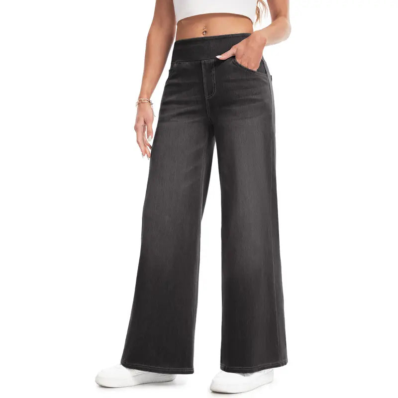 High Waisted Wide Leg Stretchy Jeans