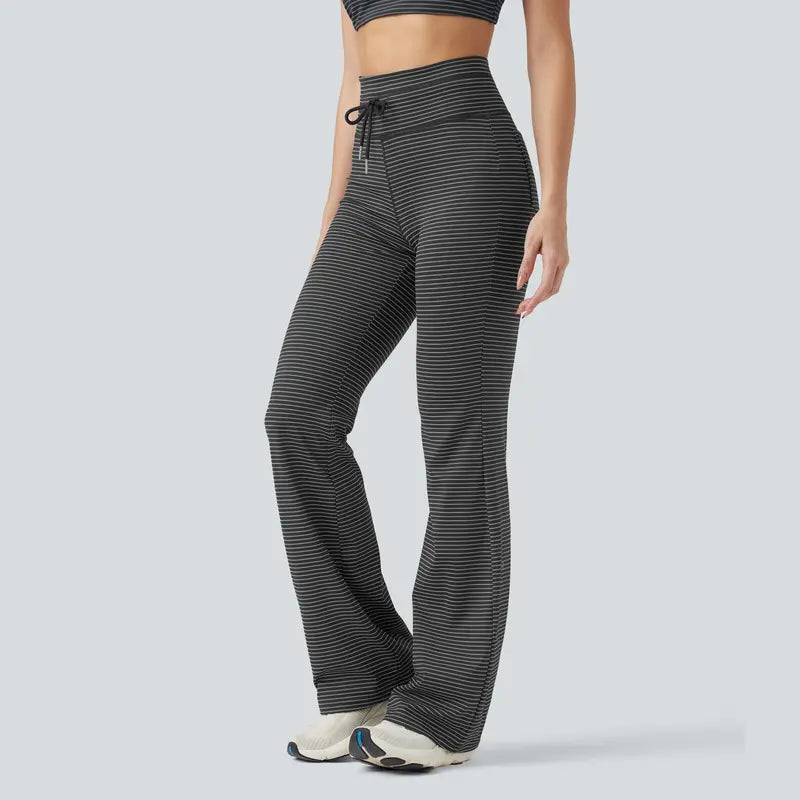 High Waisted Stripe Flare Yoga Pants