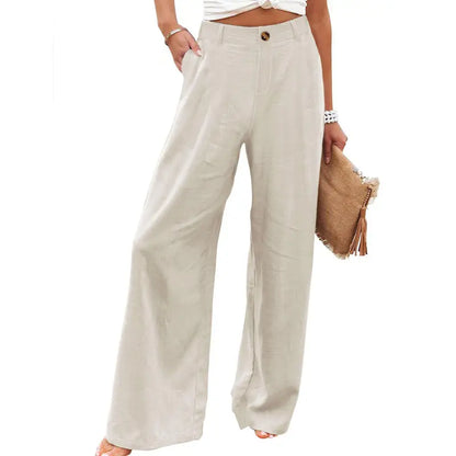High Waisted Cotten Linen Pants