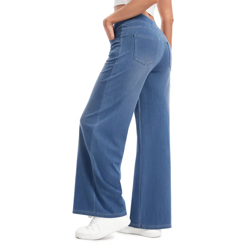 High Waisted Wide Leg Stretchy Jeans
