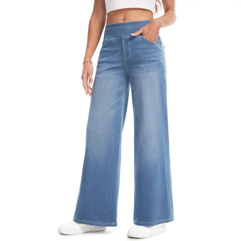 High Waisted Wide Leg Stretchy Jeans