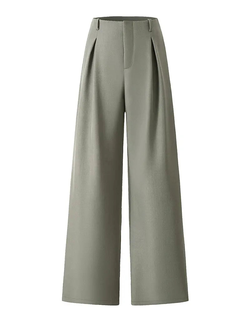 Elegant Plicated Wide Leg Pant