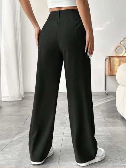 Elegant Plicated Wide Leg Pant