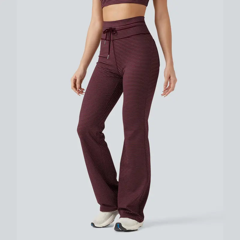 High Waisted Stripe Flare Yoga Pants