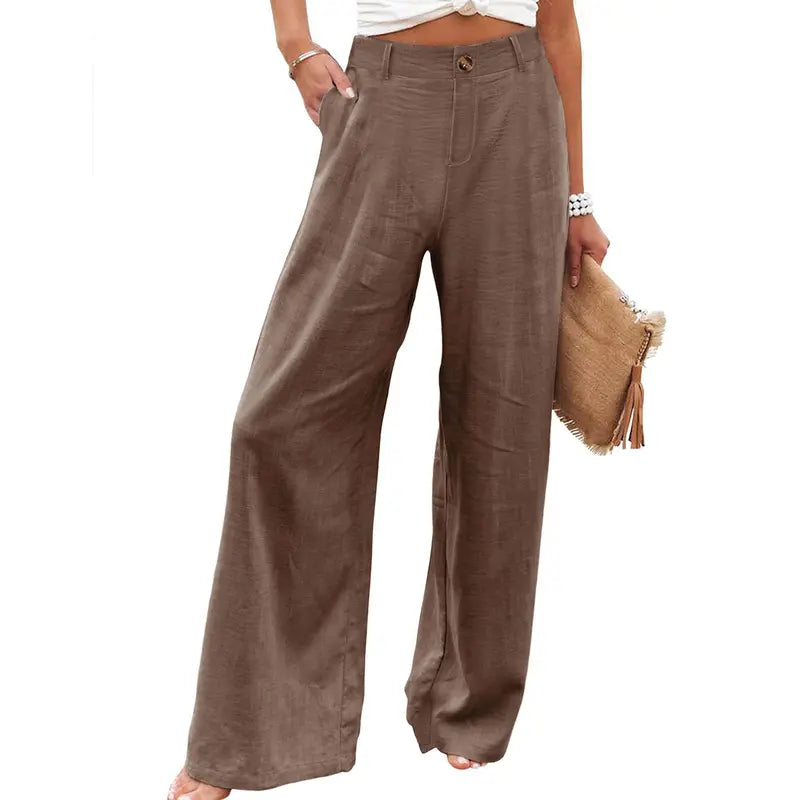 High Waisted Cotten Linen Pants