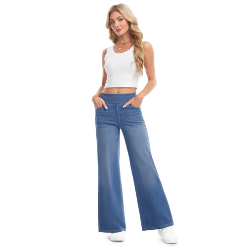 High Waisted Wide Leg Stretchy Jeans
