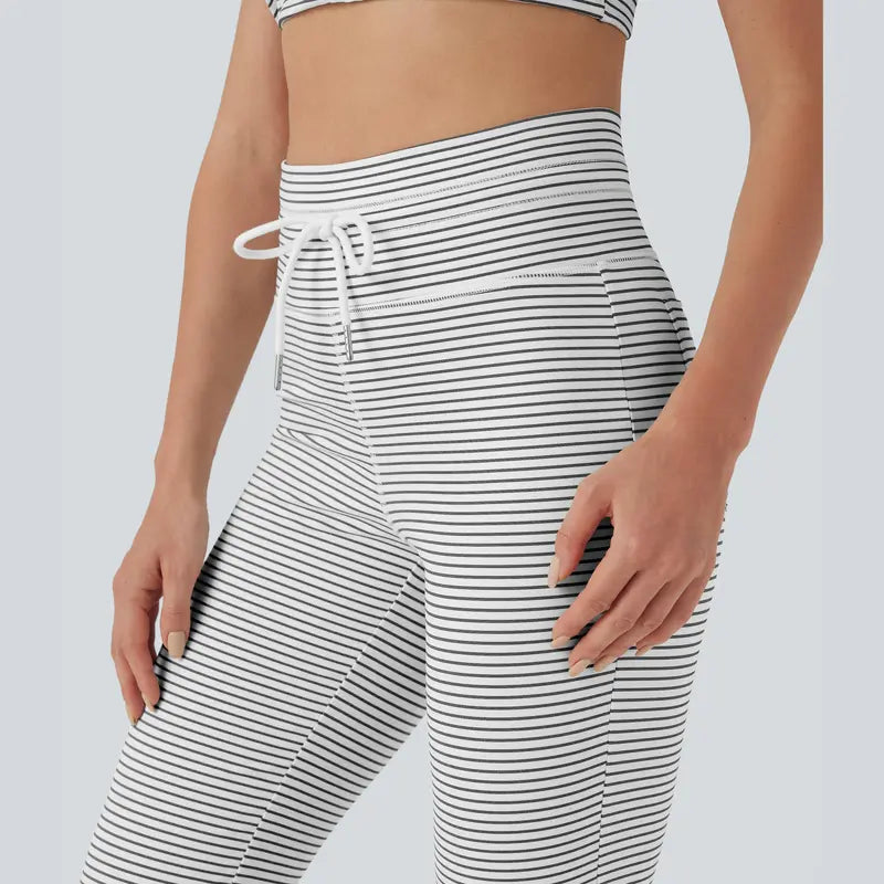High Waisted Stripe Flare Yoga Pants