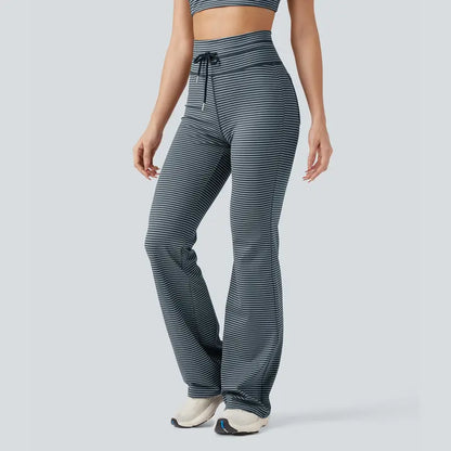 High Waisted Stripe Flare Yoga Pants