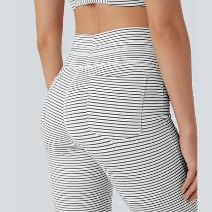 High Waisted Stripe Flare Yoga Pants
