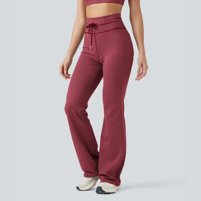 High Waisted Stripe Flare Yoga Pants
