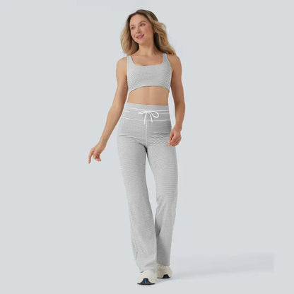 High Waisted Stripe Flare Yoga Pants