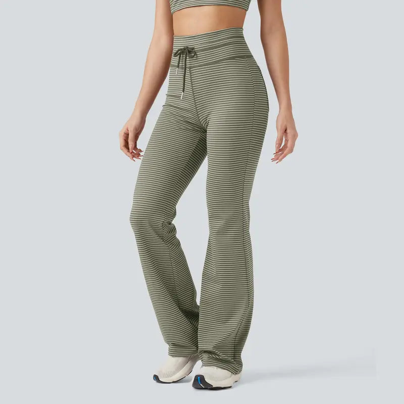 High Waisted Stripe Flare Yoga Pants