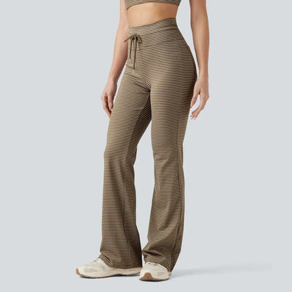 High Waisted Stripe Flare Yoga Pants