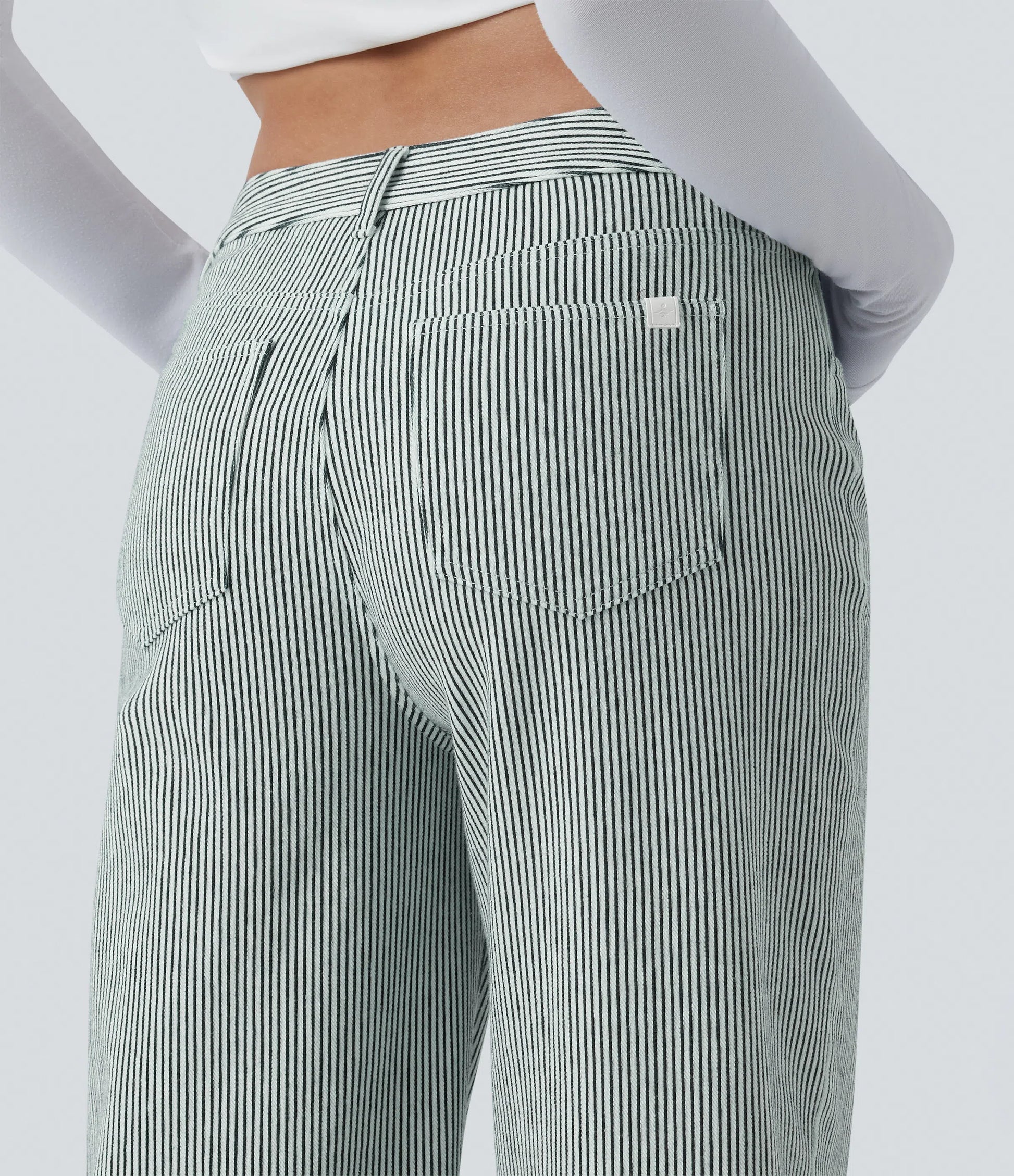 Lounge Flex™ Asymmetric Mid Rise Stripes Casual Baggy Jeans with Pockets - Lounge