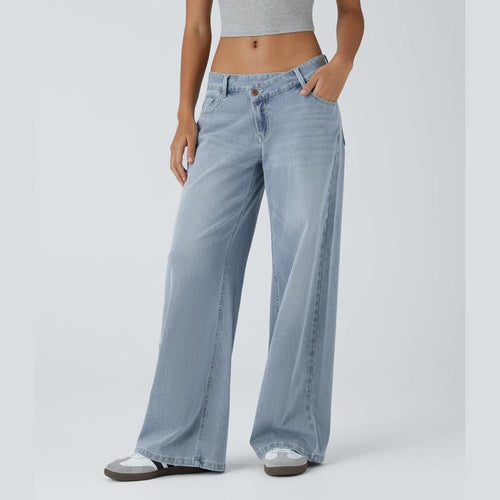 Lounge Flex PerfectFit™ Asymmetric Baggy Wide-Leg Jeans - Lounge