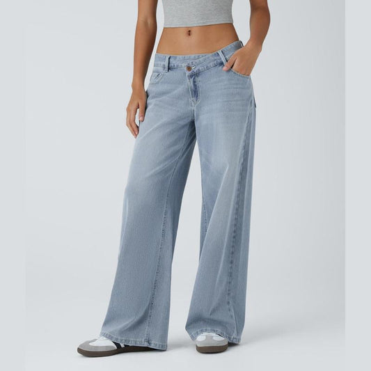 Lounge Flex PerfectFit™ Asymmetric Baggy Wide-Leg Jeans - Lounge