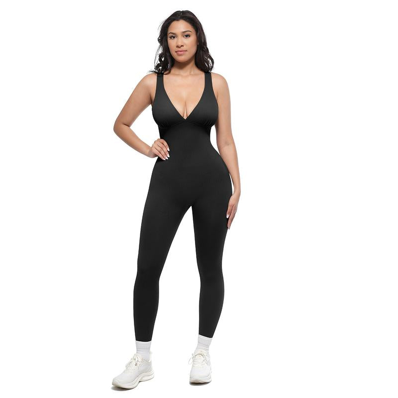 LoungeCurve™ Deep-V Sculpt Jumpsuit - Lounge