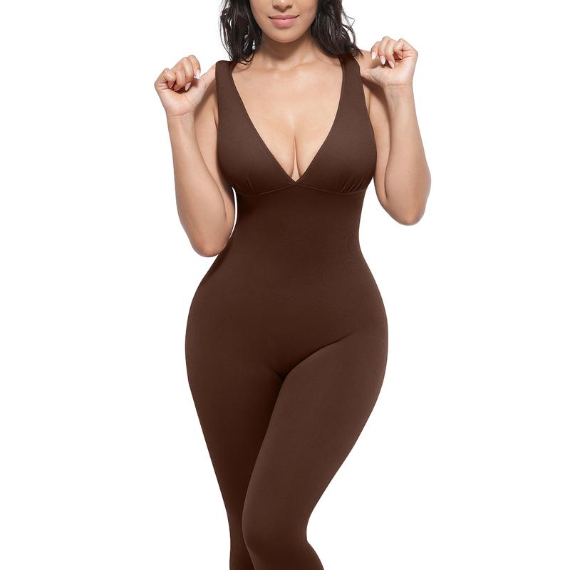 LoungeCurve™ Deep-V Sculpt Jumpsuit - Lounge