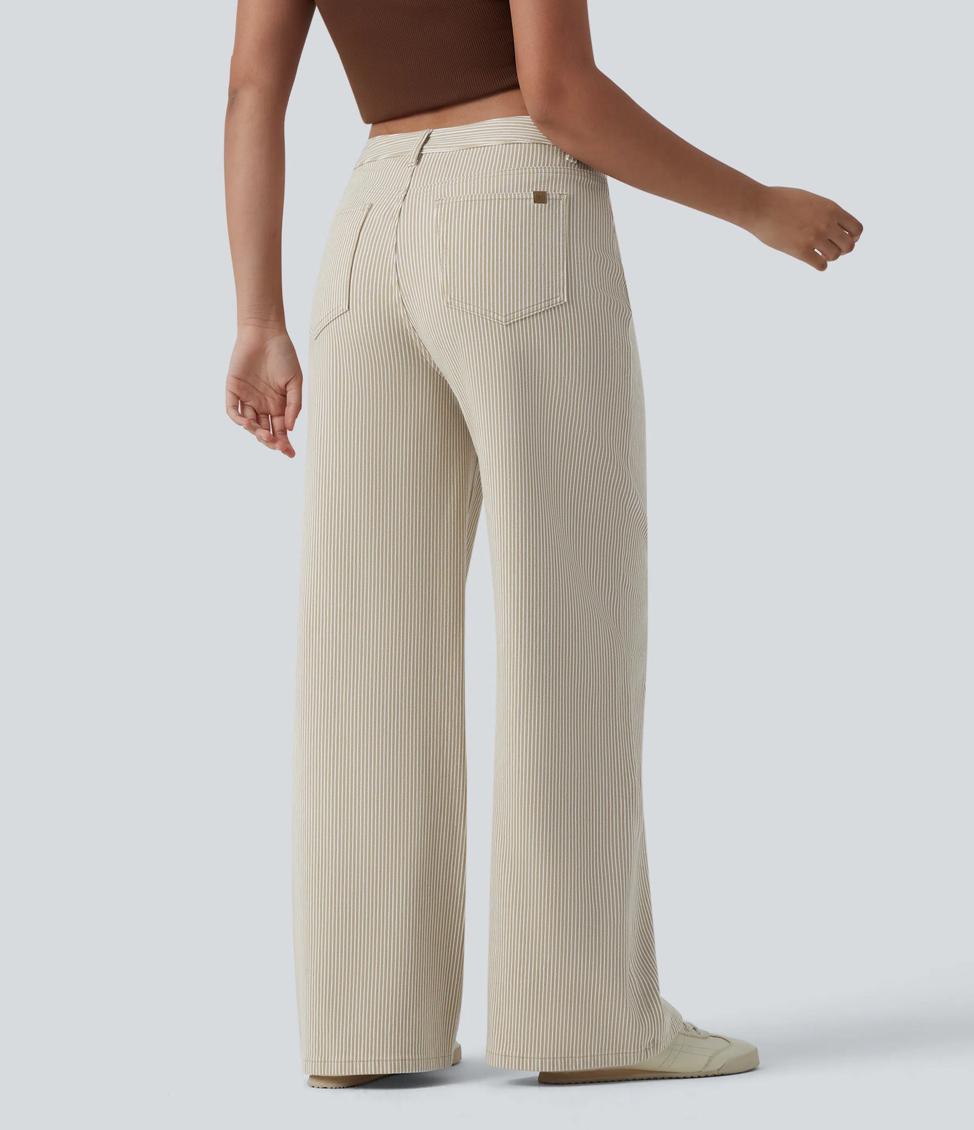 Lounge Flex™ Asymmetric Mid Rise Stripes Casual Baggy Jeans with Pockets - Lounge